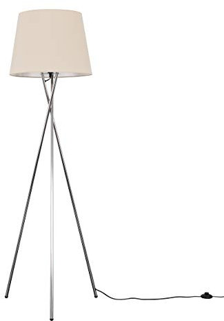 MiniSun | Modern Polished Chrome Floor Lamp with a Beige Tapered Shade | Floor Lamps & Torchieres, Home Décor & Improvement Essential | Includes Bulb [3000K Warm White]