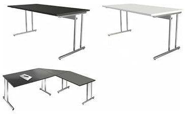 Kerkmann Schreibtisch Artline Holzdekor C-Fuß 180x80x68-82cm anthrazit