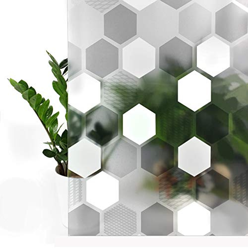 Fensterfolie statisch 45x150 cm | Sichtschutzfolie Fenster Milchglasfolie statisch haftend | Folie Fenster für Bad und Büro - Tageslicht genießen, Sichtschutz erhalten | Wido Bienenwabe