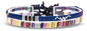 2x bracelet de cheville set pour hommes et femmes - boho hippie - accessoires de plage et de festival - fabriqués à la main - 100% coton écologique, imperméable et ajustable (Bleu & Jaune)
