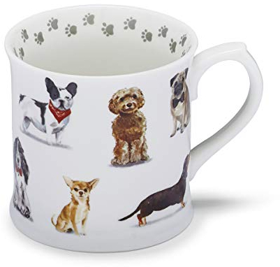 Cooksmart British Designed Tankard Coffee Mug | Ceramic Coffee Mugs for Home or Work | Large Mugs for Hot Drinks | Tea and Coffee Cups - Curious Dogs