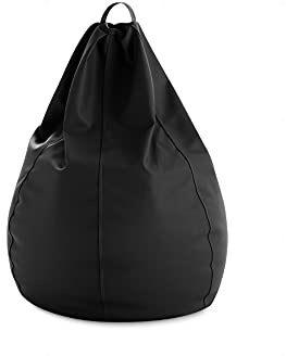 Textilhome Puff Pera XXL 90x90x130 cm Negro PVC con Relleno | Puff pera XXL con relleno incluido, tejido PVC resistente y doble costura para mayor durabilidad y comodidad.