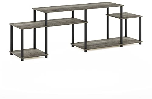 Furinno Turn-N-Tube Handel Supporto TV per TV fino a 55 pollici, rovere francese/nero