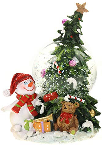glitzernde Schneekugel weihnachtliche Schüttelkugel Weihnachtsmann/Schneemann mit geschmücktem Weihnachtsbaum Ø65mm H.: 13cm (Schneemann)