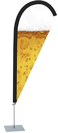 Vispronet Beachflag Biergarten - versch. Bodenelemente - Höhe 2,04 m - Indoor- & Outdoor (Bodenplatte, Bier)
