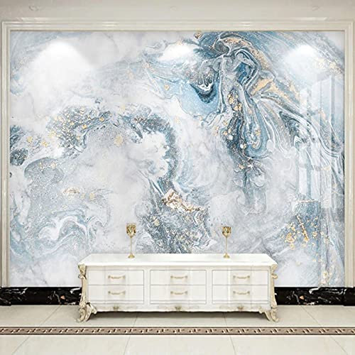 XTSWallpaper Photo Papier Peint Effet 3D - 300X200Cm Bleu Texture Marbre - Panoramique Murale Enfants Chambre Décoration Affiche Murale - Personnalisable Papier Peint Pvc Autocollant