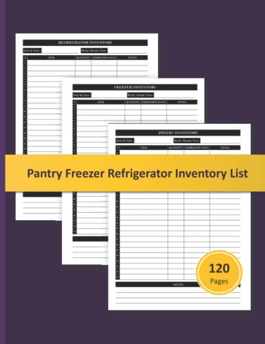Pantry Freezer Refrigerator Inventory List: Pantry Checklist Tracker Log Book And Organizer | Record Of Family Supplies, Grocery & Food Items, Quantity, Expiration Date | 120 Pages | Size 8.5 x 11