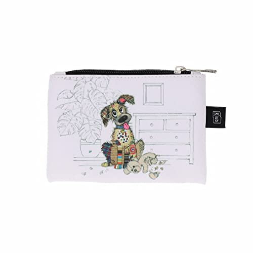 KIUB Petite Pochette ou Bien Porte-Monnaie avec Un Zip - Matiere Plastique imprimé - Motif Chien Gentil - Dimension 14CM*10CM, Blanc