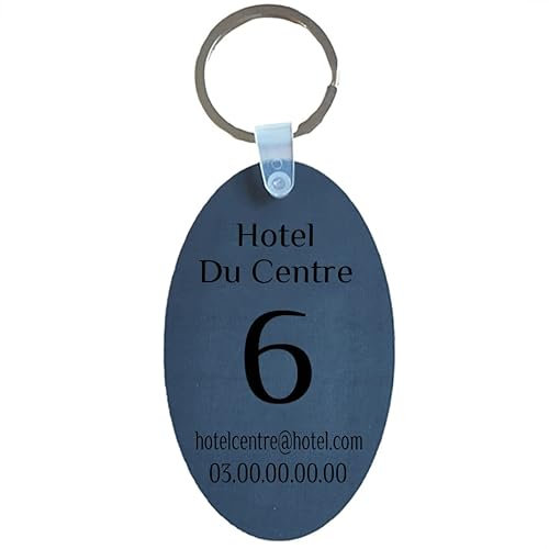 Générique Porte-clés Plexi Petit Modèle Spécial Hôtels, Chambres d'Hôtes, Gîtes, B&B, Camping, Mobil-home Chalet Gravure Personnalisée, Taille : 6x4cm, Noir