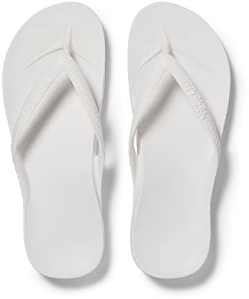 ARCHIES Arch Support Flip Flops for Men & Women – Orthotic Sandals for Plantar Fasciitis Relief – Lightweight, Cushioning, Shock-Absorbing Sandals for Walking, Foot Pain - White (UK 4)