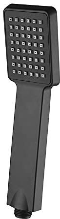 ENKI, E24, Handheld Shower Head, Shower Handset, Square Showerhead with Easy-Clean Silicone Nozzles, Black