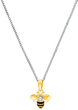 Prinzessin Lillifee Kette mit Anhänger 925 Sterling Silber Mädchen Kinder Halsschmuck, mit Zirkonia synth., 35+3 cm, Bicolor, Biene, Kommt in Schmuck Geschenk Box, 2035989