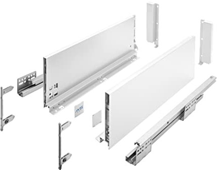 GTV Schubladenschienen AXIS PRO I Schubladenauszüge mit Vollauszug I Weiß I Belastbarkeit bis 40 kg I Push to Open Systeme I den Freien Zugang I Breite: 350 mm I Höhe: 168 mm