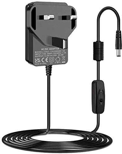 12V 2A Power Adapter, 5.5 x 2.1mm Jack AC to DC Power Supply Adapter for Led Strip lights, CCTV Camera, ADSL Cats, HUB, Cisco Router, Yamaha Keyboard, CE Approved