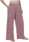 Lofbaz Femme Pantalon Large Été en Coton et Lin Fluide Palazzo Plage Taille Haute Bohème Long Pantalon de Salon avec Poches Rose Violette 2XL