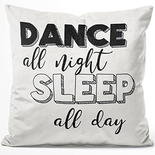 JUNIWORDS Kissen, Dance All Night Sleep All Day, 40 x 40 cm, Flauschig Samtweich Weich (1009391)