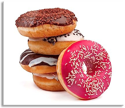 Süße Donuts Herdabdeckplatte & Spritzschutz aus Echtglas | Für Herd-Kochfelder | 60x52 cm