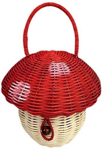 EXCEART Rattan-korbtasche Für Spielzeug Handgewebt Pilz-handtasche Dekorative Handtasche Für Fotografie Tragbare Süßigkeitenaufbewahrung Geflochtener Korb Für Mädchen Zufällige Farbe