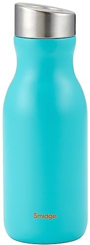 Smidge Water Bottle - 350ml, Aqua, Stainless Steel, Leakproof, Insulated, Hot & Cold Drinks, BPA Free