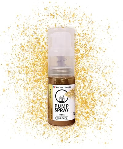 Food Colours Essbares Glitzerspray ORIGINAL GOLD 5G – Pumpe mit metallischem Pulver zum schnellen, effektvollen Dekorieren von Torten, Cremes, Gelees, Pralinen, Schokolade und Zuckerdekorationen