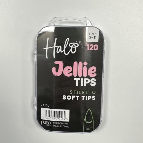 Halo Jellie Nail Tips Stiletto Sizes 0-11 (Pack of 120 Mixed)