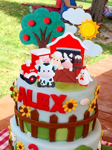 JeVenis Bauernhof Geburtstag Deko Farm Birthday Deko Bauernhof Kuchen Deko Bauernhof Tortendeko Kuh Geburtstag Schafe Birthday