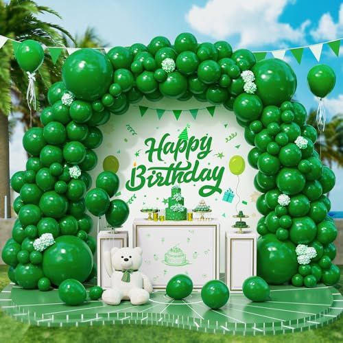 Roxistar Luftballons Grüne, 143 Stück 5 10 12 18 Zoll Dunkelgrüne Latex Luftballon Ballonbogen Girlande Kit für Mädchen Jungen Geburtstag Babyparty Brautdusche Wildes Safari Tier Dschungelparty Deko