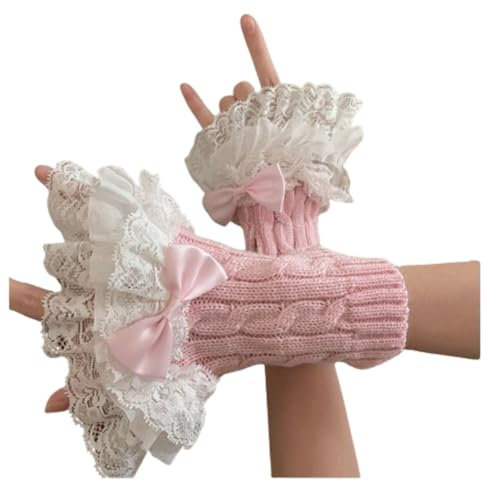 OCUH Y2K Accessori Cutecore Grunge Guanti per le donne Goth senza dita strappato manica lunga Cosplay Lolita Carino Manicotti, Fiore-rosa, taglia unica