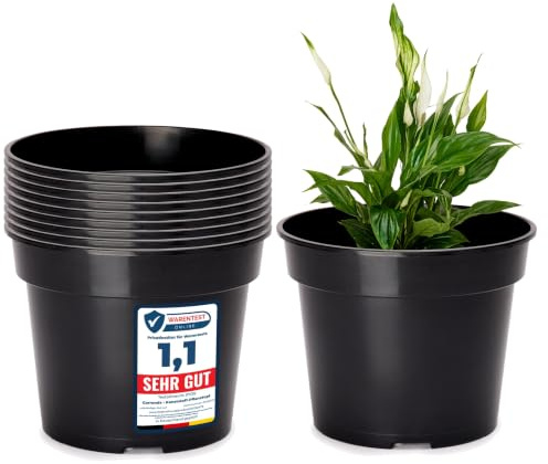 Garronda Macetas de Producción Macetas Redondas para Plántulas de Flores y Plantas GD-0025 (10 Piezas Negro, ⌀ 13 cm H 10,5 cm)