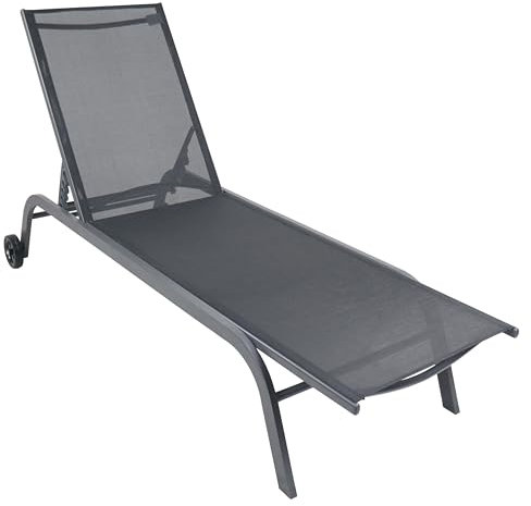 VCM Sonnenliege rollbar | Maße ca. L. 192 x H. 32 x B. 58 cm | Liegestuhl mit Verstellbarer Rückenlehne | Strandliege - Sonlas 192x58