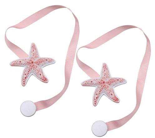 OUNONA 2Stücke Magnetische Vorhangschnallen Seestern Raffhalter für Vorhänge Rosa Wohn- Schlaf Badezimmer Einfache Handhabung und Aufbewahrung