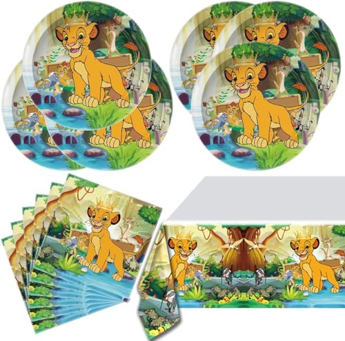 Lion King Couverts de Fête, Vaisselle Anniversaire Lion King, Lion King Vaisselle Réutilisable Anniversaire, Lion Thème Fournitures de Fête (vert clair)