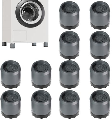 Anti-Vibrationspads für Waschmaschine mit starkem Saugnapf, rutschfeste und geräuschunterdrückende Stabilisator-Stützfüße, Bettmöbelerhöhungen erhöhen die Höhe 6,3 cm, stoppen Sie das Gehen, Grau