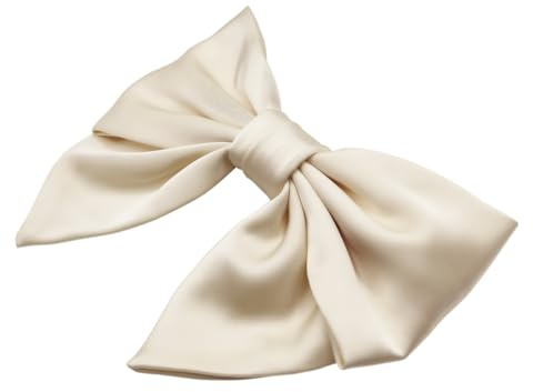 SXQLYH Fermaglio per Capelli da Donna in Raso con Fiocco Grande - Mollette per Matrimoni, Feste, Compleanni - Beige