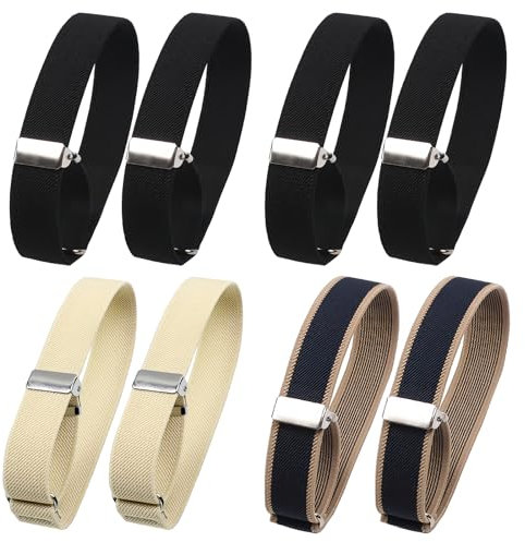 Shengxi 4 Paar Hülsenhalter Ärmelhalter Unisex Universal Anti Rutsch Armband Elastische Verstellbare Armbänder Strumpfband Ärmel Halter Fashion Hemd Ärmelhalter für Männer Frauen