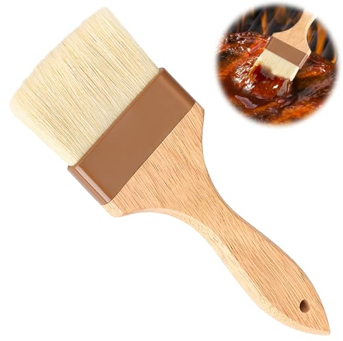 Extra Large Barbecue Pastry Basting Brush - Wooden Handle with Oil Bottle - Long Hand