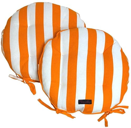 Ragged Rose Galette de chaise d'extérieur à rayures circulaires imperméables Ø 40 cm (orange)