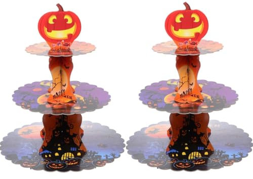 SHSHbuy 2 Pezzi Alzata per Cupcake Cartone,3 ripiani,Alzata per Torta in Cartone,Decorazioni per Cupcake,Supporti per Cupcake Supporto per feste di compleanno, matrimonio, Compleanni, Feste (Viola)