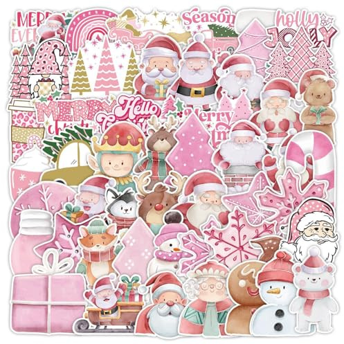Weihnachtsaufkleber 50 Stück für Weihnachts Dekoration, Vinyl Christmas Stickers Wasserdicht Decals für Skateboard Auto Motorräder Fahrrad Gepäck Laptop Koffer (Weihnachts)