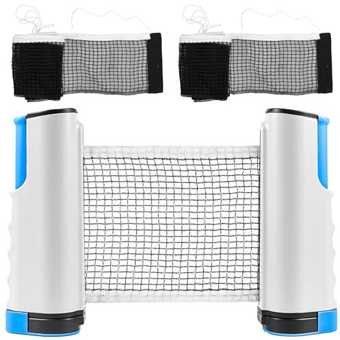 GBKDQQ Tischtennisnetz, 175 cm (max) Tischtennis Netz, Ausziehbares Mobiles Tischtennis Netz, 2 Ping Pong Ersatznetz, Einstellbare Anti Slip Klemmen, Reisehalter Ideal für Alle Arten von Tischen