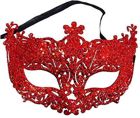 Halloween Masquerade Maske - Venezianische Maskenball für Erwachsene Damen Frauen, Glitzer Mardi Gras Rot Kostüm, Cosplay, Gotische Heimdekoration
