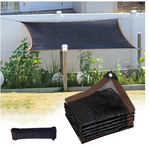 Telo ombreggiante nero al 90% con occhielli per la copertura delle piante, telo parasole a rete per serra, giardino, fienile, fiori, piante, patio, prato, pergola, 3 x 5 m