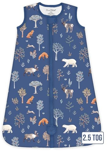 Organic Cotton Baby Sleeping Bag 2.5 TOG Wearable Blanket Sleep Sack 1-Pack | Soft Winter-Weight, GOTS & OEKO-TEX Certified Organic Cotton Layers with Premium Polyester Fill, 6-12 Months by Mama Cheetah