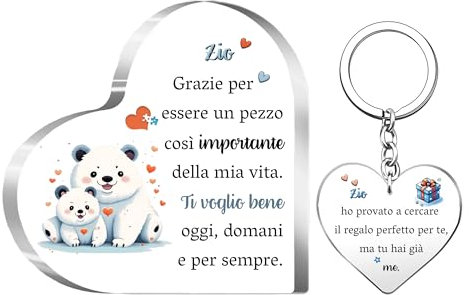 2 Pezzi Acrilico Targhe e Cartelli Decorativi Portachiavi Set Zio Apprezzare Compleanno Natale Festa del Padre Regali Amore Promemoria Ricordo Uomo Personalizzato Famiglia Cuore Segno Regalo
