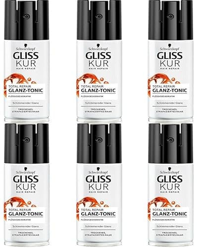 6x Gliss Kur Total Repair Glanz Tonic mit Keratin für Brillianten Glanz und fühlbar geschmeidiges Haar, 100ml (6er Pack)