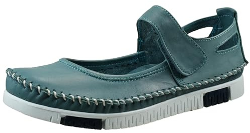 Gemini Damen Riemchenballerina Leder Klettverschluss ungefüttert flexibel 382534-01