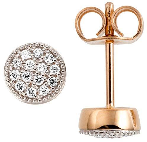 Ohrstecker 585 Gold Rotgold mit 28 Diamanten Brillanten 0,13ct. Ohrringe Damen