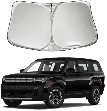 SZYUCHEN Parasol para parabrisas de coche compatible con Hyundai Santa Fe 2025 2024 2023 2022-2013 SE SEL Limited SEL Plus accesorios, visera plegable para ventana delantera de coche