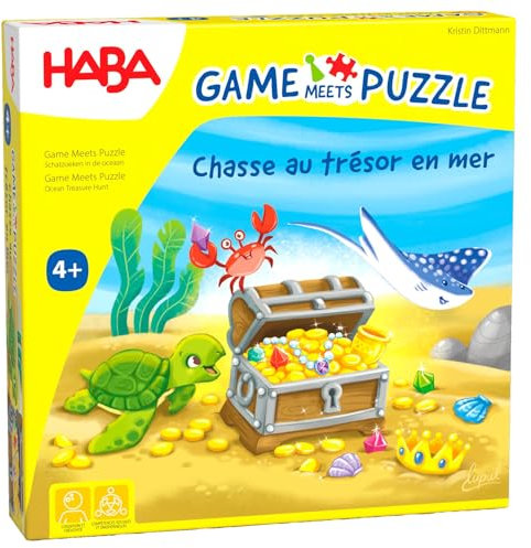 HABA Game & Puzzle - Auf der Suche nach Schatz im Ozean - Die perfekte Kombination für Spiele- und Puzzlefans - 2011723002