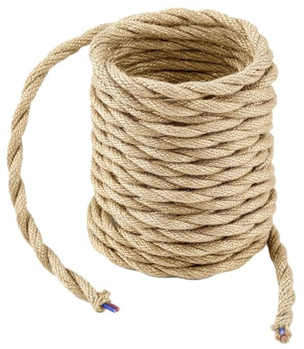 QWORK® Cavo Elettrico Tessile Vintage 5M, 2x0,75mm², Filo Elettrico per Lampade a Sospensione Fai Da Te
